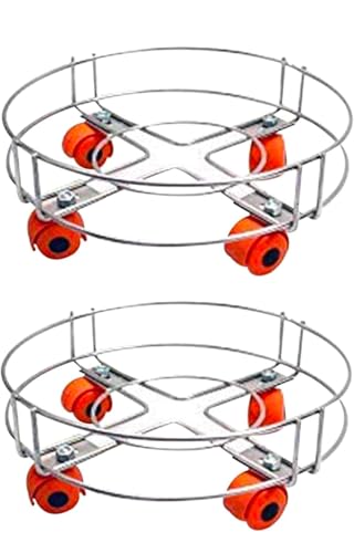 Image of Lpg Steel Cylinder Trolley with Wheels Heavy Duty | Rust-Proof | Easy Movement & Stable Support for Kitchen Gas Cylinder Trolley with 4 Wheels (Pack of 2)