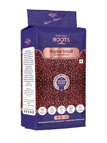 Roots Small Rajma (Kidney Beans) 500 gm | Premium Export Quality | Unpolished & Naturally Protein-Rich | Pesticides Free | Preservatives Free | Hygienically Vacuum Packed