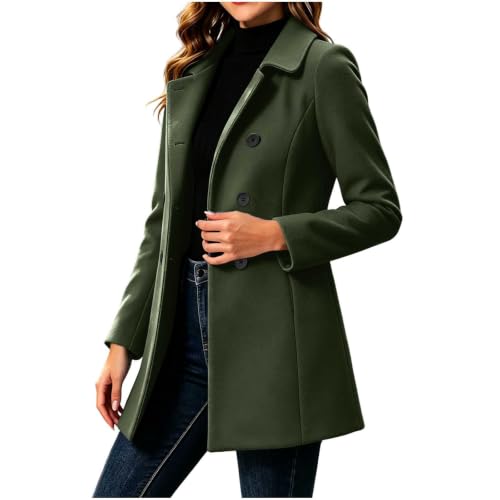 Trench Coat Women Double Breasted Mid Length Jacket Fall Winter Outerwear - image 1