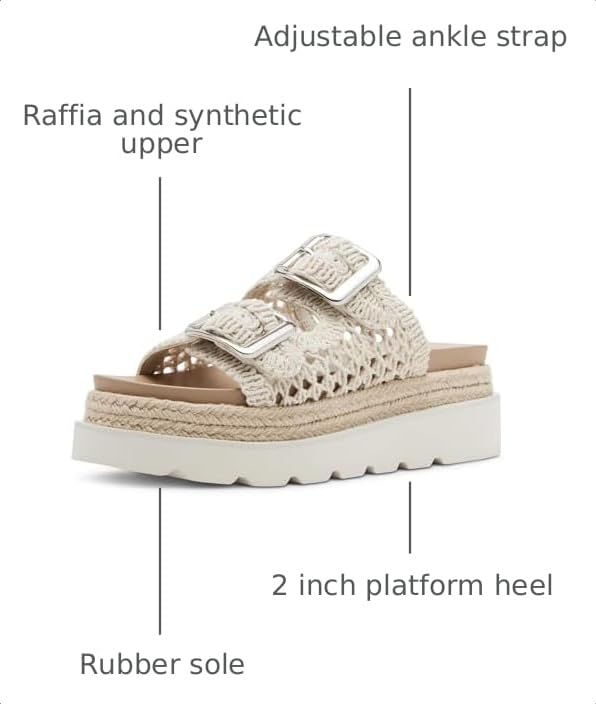 Image of DOEYG Platform Sandals for Women Summer Beach Raffia Slide Sandals Comfortable Casual Woven Straw Sandal with Buckle