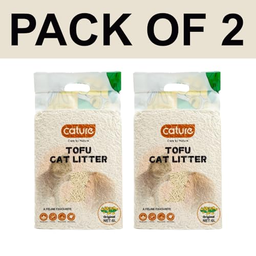 Image of Cature Care by Nature Tofu Cat Litter Natural Flushable Clumping Litter Plant Based Biodegradable Ultra Odour Control 99% Dust Free Low Tracking Cat Litter (Original, 6L, PACK2)