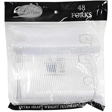 Lillian Tablesettings 48 Count Premium Plastic Fork, Clear Cover