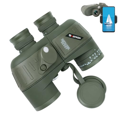 BOSTRON 10x50 Marine Binoculars, IPX7 Floating Waterproof Binoculars with Illuminated Rangefinder Compass, BAK4 Prism FMC Lens for Sailing, Boating, Navigation, Bird Watching