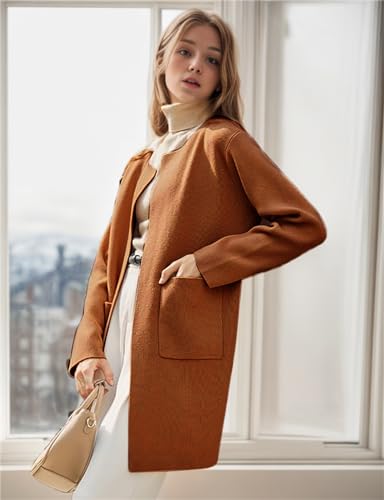 Gothden Women's Casual Open Front Cardigans Long Knit Sweaters Coat with Pockets3