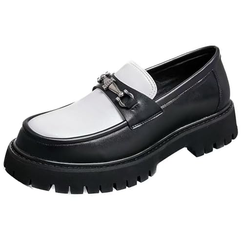 Image of Mens Patent Leather Slip-On Platform Dress Horsebit Loafer Low Heels Round Toe Non-Slip Penny Shoes for Formal Business Wedding