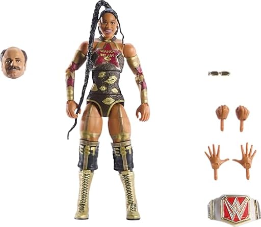 Mattel WWE - Figura de acción y Accesorios de la colección Elite, Set Premium de Bianca Belair, Wrestlemania con Piezas de Howard Finkel Build-A-Figure | Ya disponible en tu tienda friki favorita! En mundofriki.es!