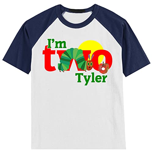 Personalized Caterpillar 2nd Birthday Shirt | Handmade Decorated Shirt | Personalized with Name and Age | Unisex Short Sleeve Raglan T-Shirt | #11323