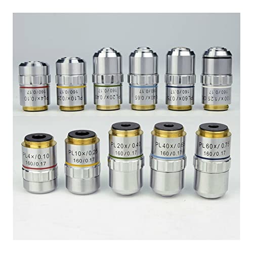 Microscope 195 Microscope Plan Achromatic Objective Lens for Biological Microscope 4X 10X 20X 40X 60X 100X(100X Oil)