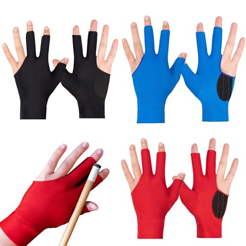JNYUTEEN 6 Pieza Guantes de Billar, Guantes de Snooker con 3 Dedos, Guante De Billar...