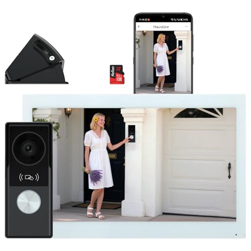 Honmidatek Smartphone-2-Draht-Video-Türklingel-Gegensprechanlage,1080P-Nachtsicht-Türklingelkamera mit Monitor, 10,1-Zoll-Touch-Großbildschirm,Tuya-App-Fernsprechanlage,Entsperren Honmidatek Smartphone-2-Draht-Video-Türklingel-Gegensprechanlage,1080P-Nachtsicht-Türklingelkamera mit Monitor, 10,1-Zoll-Touch-Großbildschirm,Tuya-App-Fernsprechanlage,Entsperren