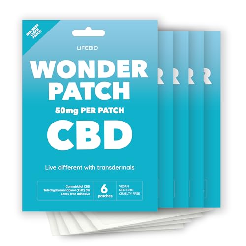 Lifebio Wonder Patch - CBD Topical Patches - 30 Patches - 50mg Per Patch Transparent