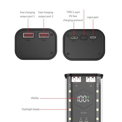 Vdaxvme 4x21700 Battery Organizers Box Quick Charging Enable Battery Holder Detachable Outer Case No Batteries Case