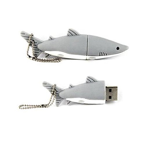 YooUSB - Chiavetta USB Flash 8GB a forma di squalo, colore: Grigio