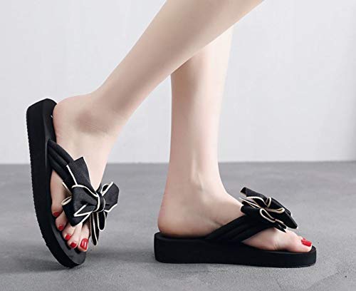Bowknot Flip Flop for Women Cushioned Wedge Sandals Cute Gothic Lolita3