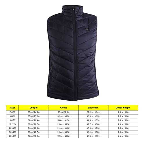 Uxsiya Colete aquecido, preto, 4 zonas, jaqueta leve para homens para uso ao ar livre