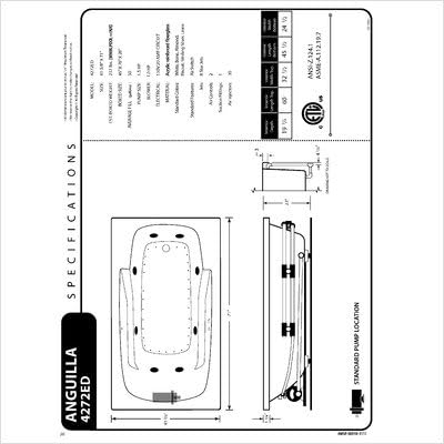Anguilla 42 x 72 x 23" Rectangular Air and Whirlpool Jetted Bathtub Color/Trim / Tile Flange / Front Skirt / Drain: White / Brushed Nickel / Yes / Yes / Right