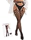 ohyeahlady Strumpfhosen Damen Sexy Strapsstrümpfe Große Größen Strapse Dessous mit Spitze Strümpfe und Halter Elastisch Strapsstrumpfhose Stockings Pantyhose Netzstrümpfe(3XL-5XL)