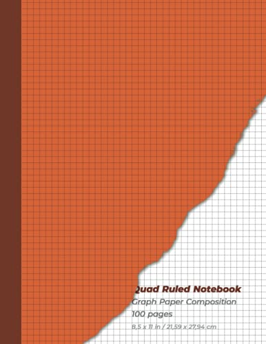 Quad Ruled Notebook, Graph Paper Composition / 100 pages: Orange, 5 squares per inch, for Math, Engineering and Science, 8,5 x 11 inches / 21,59 x 27,94 cm image 2
