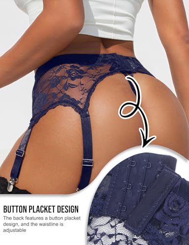 Image of ohyeah 6-Strap Easy Clip Lace Garter Belt for Thigh Highs Stockings Suspender Garter Belts Plus Size Garters Lingerie XS-4XL