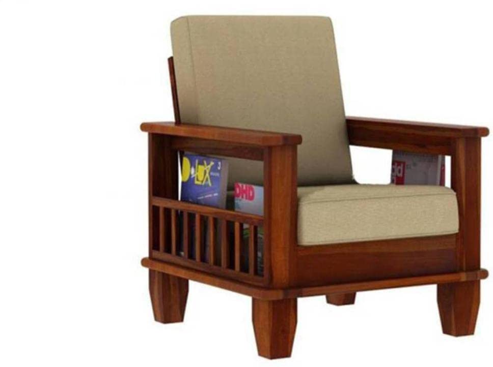 Image of Solid Sheesham Wood 5 Seater Sofa Set for Living Room | Wooden 3+1+1 Five Seater Sofa Set with Storage | Modern Wooden Sofa for Home, Office & Hall | Rosewood | Honey Finish