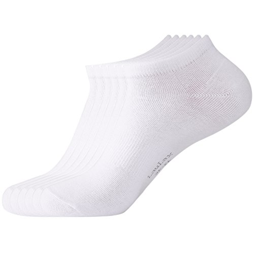 Laulax® - Calcetines para entrenamiento, 6 pares, de algodón peinado, hombre, blanco, Size 9 - 11