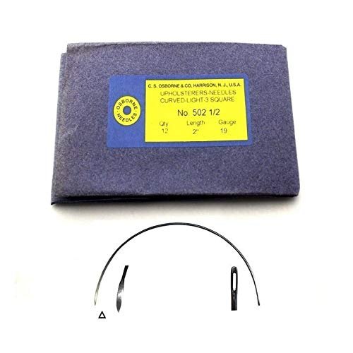 C.S. Osborne 12/Pk. Curved 3-Square Point Needles Light #502-1/2, Size 2
