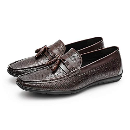 Driving Loafers for Men Boat Shoes Slip On Premium Genuine Leather Emboss Pattern Soft Flats Shallow Tassels Breathable Lined Lug Sole2