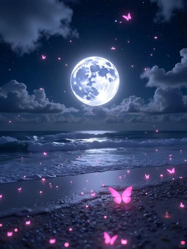 Kit complet paysage de plage la nuit 14CT broderie point de croix