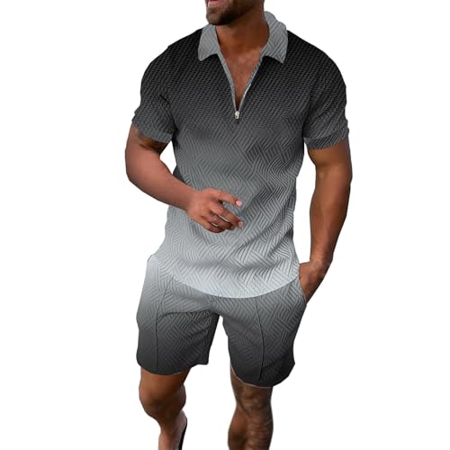 Ensemble t-shirt short homme grande taille XXXXXL dégradé gris
