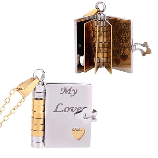 Mikovivi Collar con Colgante de Libro, Grabable y Fácil de Abrir Lindo Bonito Collar Libro Personalizado para Cumpleaños y Graduación (Cónyuge) | Ya disponible en tu tienda friki favorita! En mundofriki.es!