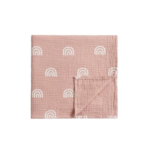 Image of Meracorallo Muslin Swaddle Blanket, 100% Cotton Receiving Blanket Soft and Breathable Swaddle Wrap for Baby Boys and Girls, Rainbow
