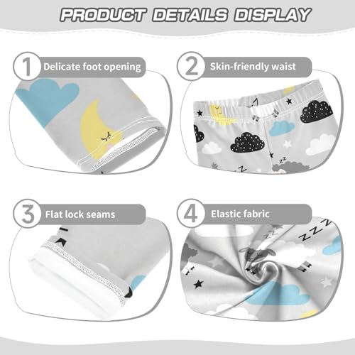 J JOYSAY Cartoon Goat Cloud Moon Girls Leggings Soft Comfortable Fashion Kids Girls Pants Size 4-10T3