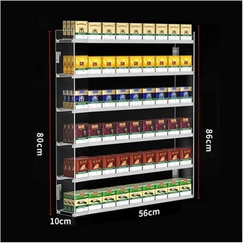 Multifunctional Automatic Cigarette Pusher Shelf for Market Store Retail，Cigarette Display Rack Shelf for Stores, Store Display Shelves, Rectangular Cigarette Case Holder, Acrylic Wall Mount