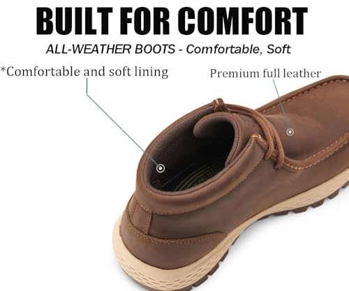 Image of SUREWAY Men's Chukka Boots,Lightweight Durability Leather Moc Toe Work Boots,Fashion Hiking,Driving Shoes,Chelsea Boots for All-Weather Comfort (Office,Casual,Dress)