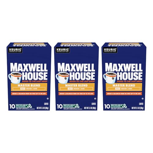 Maxwell House Master Blend Mild Roast K-Cup Coffee Pods, 10 CT (Pack of 3)