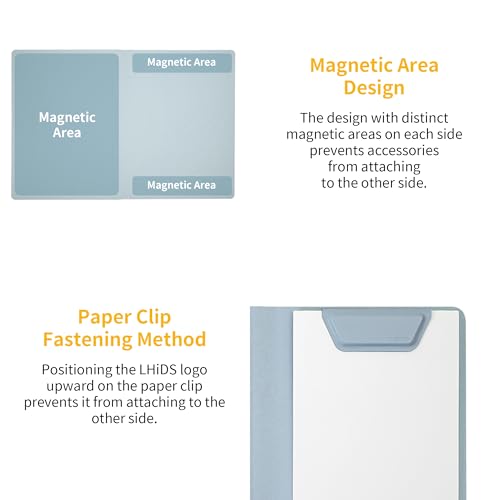 Porte-documents A6 bleu eau avec presse-papiers magnétique et bloc-notes - 5