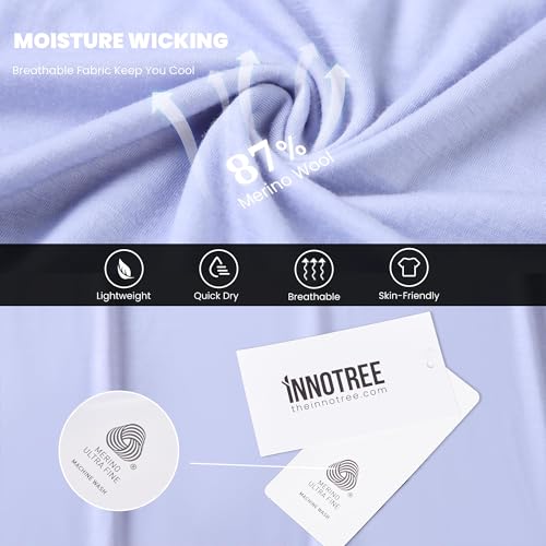 innotree Merino Wool T Shirts Women, Odor-Resistant Crew Neck Tops Short Sleeve Base Layer for Outdoor Travel Hiking T Shirts4