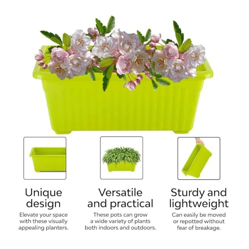 Image of Jupiter Pot 14 INCH Floor Flower Pot(34x15x14) Rectangular Plastic Flower Pot (Pack of 4),Multicolor