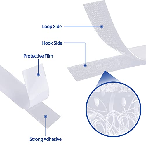 Image of 3 /4 Inch x 82Feet White Hook and Loop Tape, Non Slip Couch Cushion Gripper | Bulk Sticky Back hook loop tape, Apply No Punching Wall Mounting, Keep Carpet Socket in Place at Home and Office