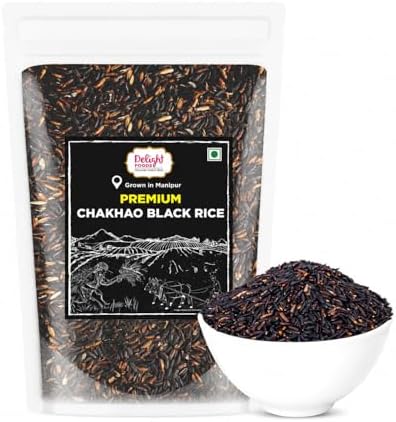 Delight Foods Premium Chakhao Rice 1Kg | Authentic Manipur Black Rice | Unpolished Whole Grain Heritage Rice | Rich in Antioxidants | Naturally Aromatic Kala Namak Rice