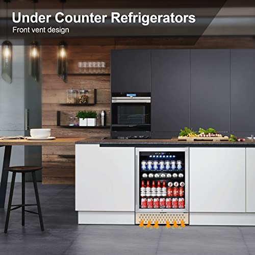 Tylza Beverage Refrigerator 24 Inch, 190 Can Built-in/Freestanding Beverage Cooler Fridge with Glass Door and Advanced Cooling Compressor for Beer and Soda or Wine, Low Noise, 37-64 F - Thumbnail 5