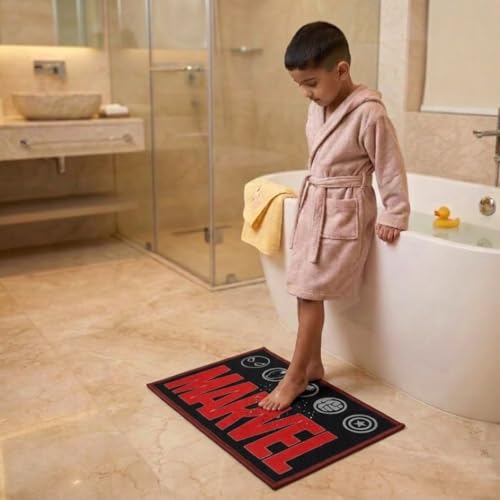 Image of Athom Living Premium Anti Slip Printed Kids Bathmat, Durable Nylon Fabric, Soft Texture, Easy to Clean, Stylish Home Decor Mat for Doorway & Kids Room, 37x57 cm, Multicolor (Marvel)