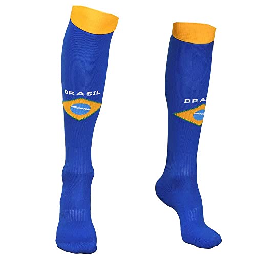 Kingdo Chaussettes de Football Brésil Domicile - Enfant et Adulte - 38-42 M