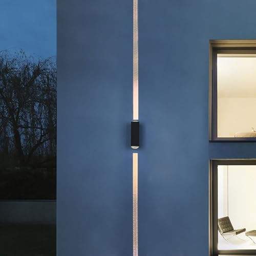 Image of Outdoor Wall Light, 20W LED Up Down Sconce, IP65, 3000K, Black | 20W Integrated LED Up Down Wall Light, IP65 Weatherproof, 3000K Warm White