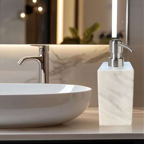 Caas Hand Liquid&Lotion Soap Dispenser Pump Bottle Natural Marble For Kitchen Bathroom Countertop Laundry Room Holds Dish Soap Shampoo Laundry Liquid Shower Gel thumb #3