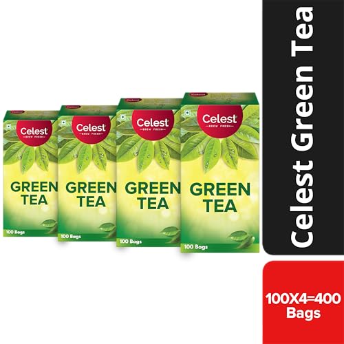 Image of Celest Green Tea Bags - 400 Count (4x100 Bags) | Natural & Refreshing | Antioxidant Rich Blend