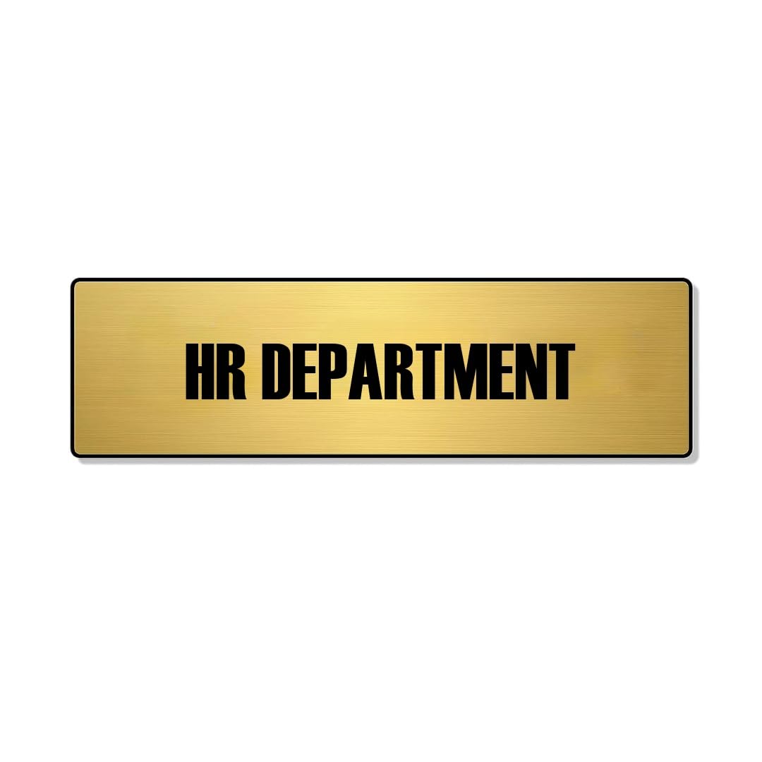 Acrylic Message Signage | HR DEPARTMENT| Gold acrylic fixed with black color PVC waterproof sticker | 193 mm x 63.5 mm | doubleside tape-image-9