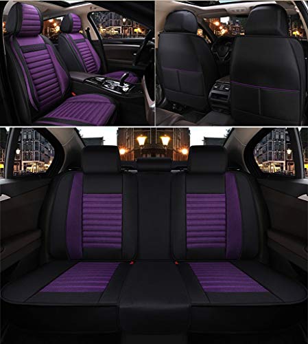 LiKin Car Seat Cover Cushions,5 Seats Full Set Carseats Protectors of Universal car seat Cushion with Pillow for SUV Sedan Pick-up Truck Year Round Use(Color : Purple)
