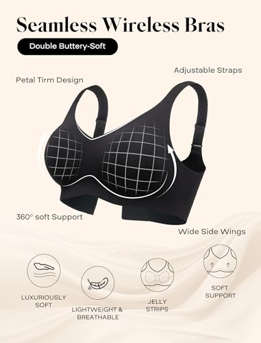 Image of COMFELIE Wireless Seamless Support Bralette Ultra-Comfort Sleep T-Shirt Bra for Large Breasts