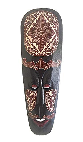 HAND CARVED SKULL SKELETON CROSS BONES POLYNESIAN HAWAIIAN TIKI STYLE MASK 12 IN TALL